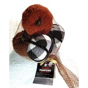 Decorative Pumpkins Fabric Fall Harvest Thanksgiving 5 Pack Home Decor Craft DIY